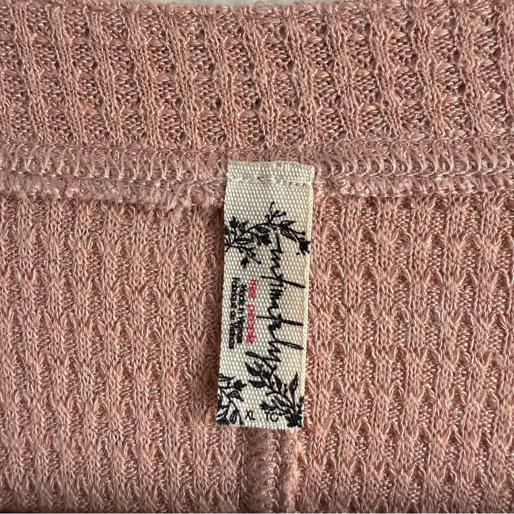Free People Mauve Waffle Knit Long Sleeve Henley - Picture 7 of 12